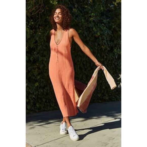 Free People Beach Bailey Maxi Dress Womens Large Orange Knit Sweater NWT - Picture 1 of 8